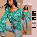 Free People bodysuit floral ruffled long sleeve bell sleeve polka dot chiffon XS Photo 7