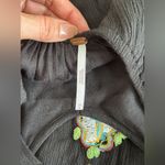 Free People Mini Dress Size Medium Black Floral Oxford Swing Long Sleeve Pockets Photo 2