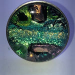 Vintage Adjustable 3D Green Blue Shimmer Glass Boho Ring Photo 4