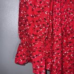 White Birch Red Floral Shirred Sweetheart Square Neck Puff Sleeves Short Dress S Photo 8