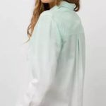 Rails Ingrid Dip Dye Mint Julep Linen Blend Button Up Shirt Lightweight Collared Photo 2