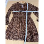 Old Navy NWT Waist Defined Printed Smocked Mini Dress Leopard Sheer Long Sleeve M Photo 8