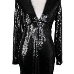 Motel  Melana Plunge Neck Bodycon Sequin Dress Black Medium New Photo 0