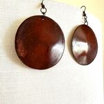 large round brown leather circle earrings Photo 1