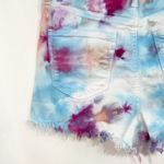 American Eagle Size 0 Denim Shorts Handmade Tie Dye Distressed Raw Hem 1136 Blue Photo 6