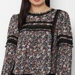 American Eagle Lace Floral Babydoll Bohemian Blouse Top Open Back Sz S Photo 0