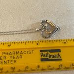 Diamond Double Heart Pendant Sterling Silver and 14k Rose Gold Necklace Size 18 Photo 3