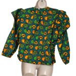 Royal Native green yellow 100% cotton ruffle puff sleeves sz S Photo 6