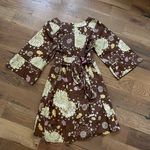 Tulle Brown Green Floral Cotton Dress Size Small Photo 6