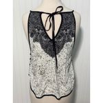 Free People ‎ Black White Print Sleeveless Tank Top Button Side Tie Back Medium Photo 3