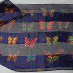 Butterfly Scarf Blue Multicolor Rainbow Art to Wear Whimsical‎ Fairy Boho Twee Photo 2