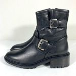 Aquatalia Omayda Water Repellent Leather Moto Bootie Boots Black Size 6 NEW Photo 0