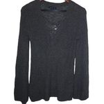 American Eagle  S Gray Lace Up Pullover Sweater Photo 0