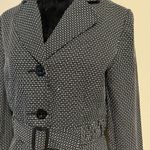 EUC Sweet Suit Black and White Square Patterned Blazer Adjustable Belt size 12 Photo 2