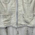 Lands' End Clasp Front Jacket 10P Tan Linen Pockets Nautical Coastal Grandma Photo 2