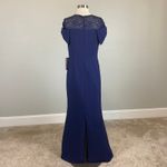 JS Collections  Lace and Crepe Short Sleeve Evening Gown Blue Size 6 Formal Dress Photo 3
