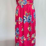Everly Hot Pink Floral Halter Neckline Maxi Sundress Pleated Skirt from ModCloth Photo 1