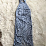 Bardot EUC  Gemma Dress in Dusty Blue 4 Revolve Lacy Classy Embroidered Floral Photo 3