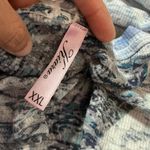 Y2K Kiara Aqua Blue Patterned Rhinestone V Neck Long Sleeve Top Women XXL Grunge Photo 3