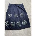 Loft Ann Taylor  Petites 2P Navy Embroidered Boho Peasant Skirt Mirror Beaded Photo 1