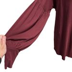 Peruvian Connection  L Pima Cotton Top Shirt Burgundy Bishop Sleeves TINY FLAW Photo 2