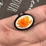 Handmade  Vintage Cameo Ring – Black & Orange Rose Halloween Jewelry Photo 6