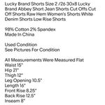 Shorts Size 2 /26 30x8 Lucky Brand Abbey Short Jean Shorts Cut Offs Photo 3