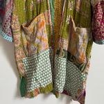 Rahab’s Rope Kantha Patchwork Floral Open Cardigan Duster Kimono Cotton One Size Green Size undefined Photo 3