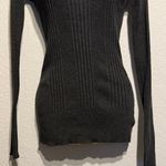 Pink republic  Gray Ribbed Cowl Neck Sweater Size S Stretchy Cozy Knit Charcoal Photo 4