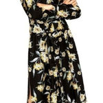 ZARA Basic Collection Button Front Midi Floral Dress Long Sleeve Womens Size S Photo 0