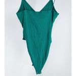 SheIn Women's Ribbed Strappy Green V-neckline Bodysuit Size Medium Photo 3