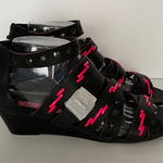 Betsey Johnson Betsy Johnson Sandals Bollt Gladiator Strappy Cutout Black Pink Accents Size‎ 8 Photo 0