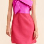 Hutch Serena Pink and Red Colorblock Bow Mini Dress Holiday Party Cocktail Photo 0