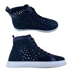 Lady Couture Flat Laser Cut High Top Bling Rhinestone Sneaker Navy Women's Size Blue Size 9 Photo 7