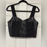 CAbi Jet Black Bralette Faux Leather Ponte Knit Stretch Top Women's Size M Photo 4