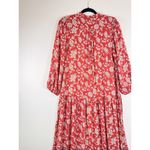 Maeve Anthropologie  Dress Red Melina Maxi Floral V Neck Long Sleeve Boho Small Photo 9