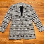 Rafaella Vintage Women 6 Linen Cotton Black Beige Geometric Print Blazer Pockets Photo 0
