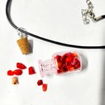 Hand crafted red coral mini bottle pendant necklace Photo 0