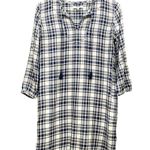 Madewell  Plaid Artiste Tunic Dress Blue & Cream Plaid Popover Shift Size XXS 2XS Photo 3