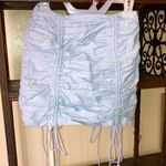 Pretty Little Thing NWT Blue Linen Ruched Mini Skirt Women Size 4 Photo 1