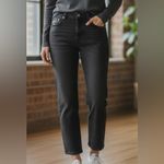 Abercrombie & Fitch Abercrombie Fitch Black Ankle Straight Ultra High Rise Mixed Material Women’s 14 Photo 10