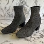 Sol Sana  Shimmer Sock Booties Black Silver Metallic 36/5.5 Glam Block Heel Chic Photo 1