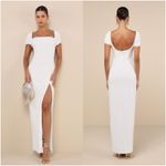 Lulus LULU’S Magnificent Impression White Square Neck Short Sleeve Maxi Dress Photo 1