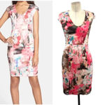 Black Halo Demetrio Cotton Watercolor Dress Pink Coral Size 2 Photo 1