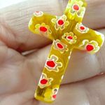 Yellow millefiori cross pendant necklace Photo 3