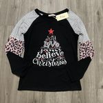 Black, Cheetah Print, And Stripes Pattern Christmas Sweater Black Photo 1