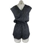 AQUA  Women's Blue Polka Dots Button Down Short Cap Sleeve Jumpsuit Romper Size S Photo 1