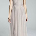 Amsale Aliki G98U Tulle Maxi Dress Formal Evening Gown Party Bridesmaid Size 2 Tan Photo 0