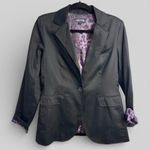 Rampage Vintage Deadstock y2k  black one button blazer with animal print lining M Photo 0