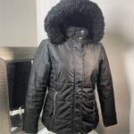 Ambiance Women's Black Puffer Jacket Faux Fur Hood Size S Winter Casual Photo 1